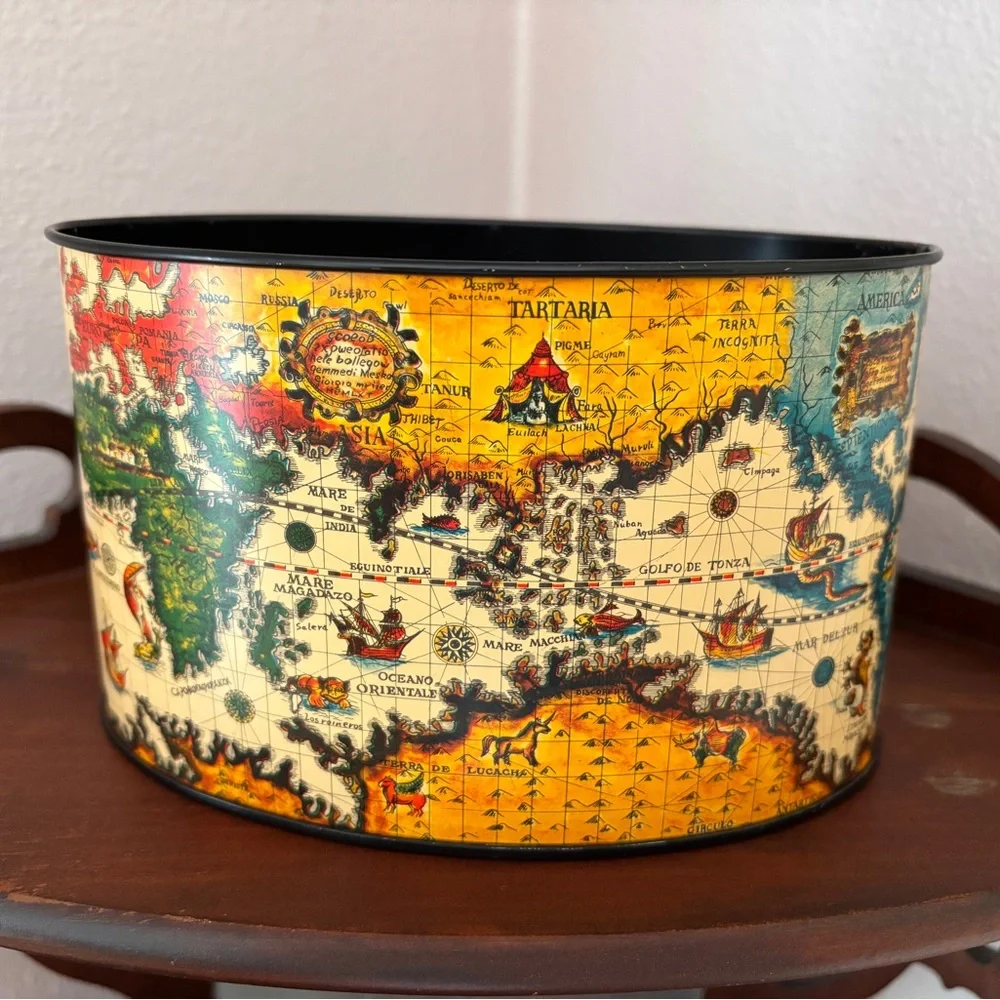 Old World Map Desk Organizer Metal